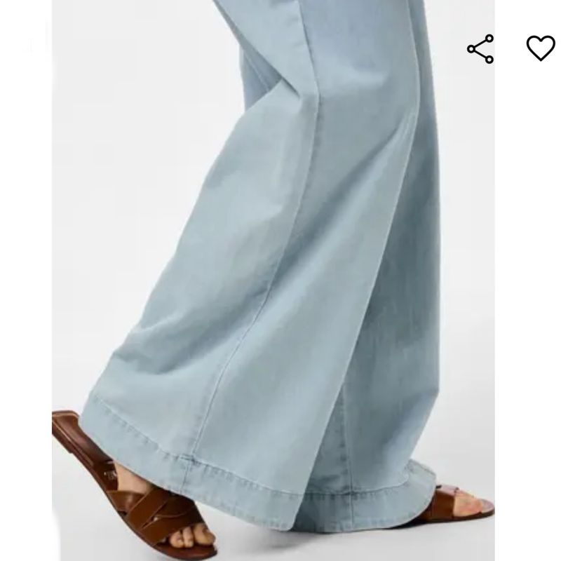 Midi wide leg denim pant
