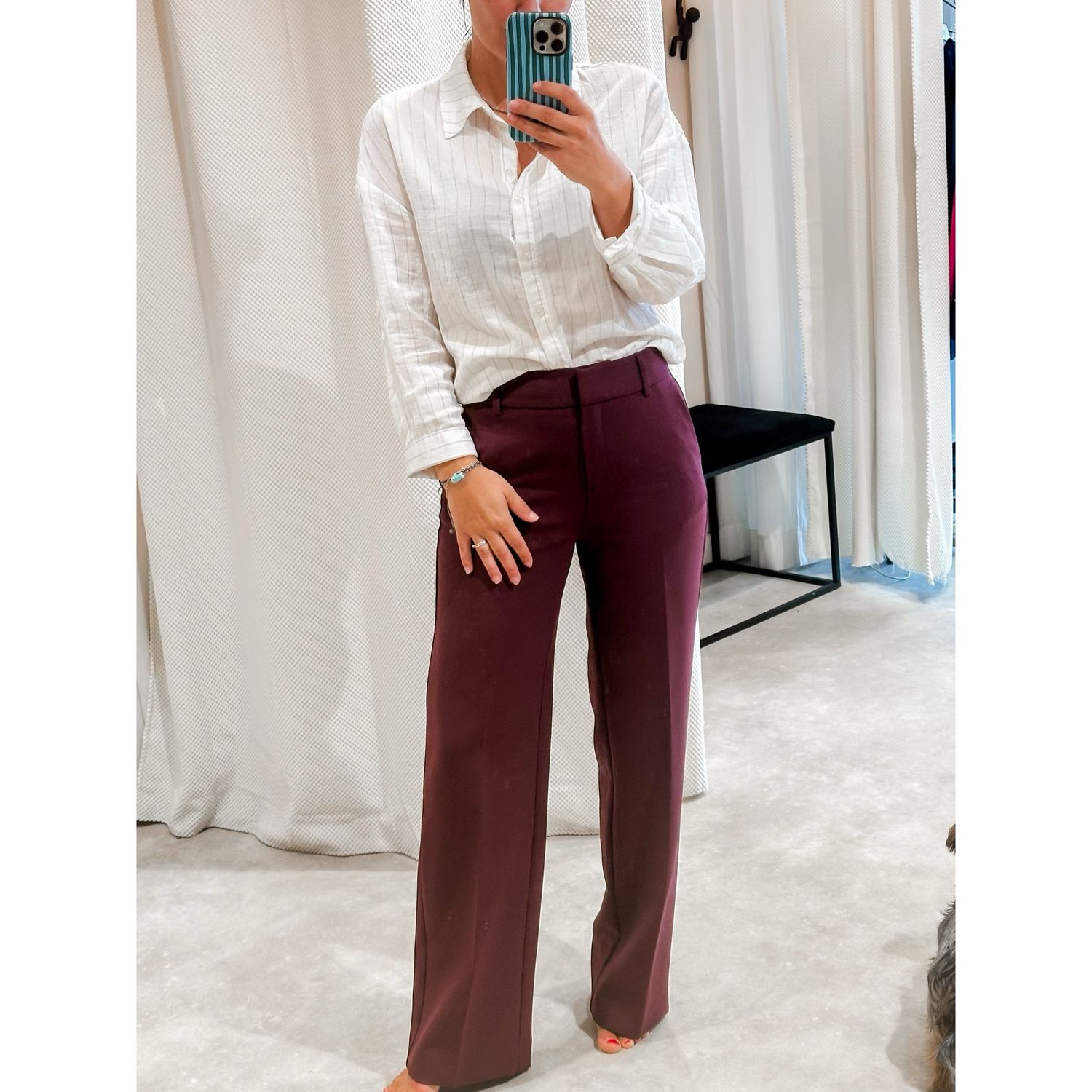 Rita wide straight pant burgundy