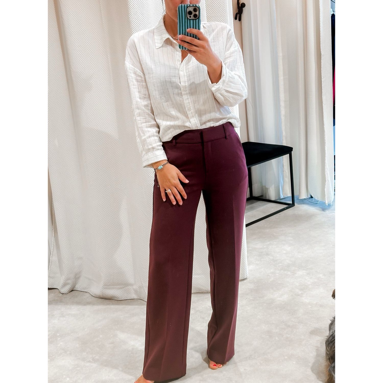 Rita wide straight pant burgundy