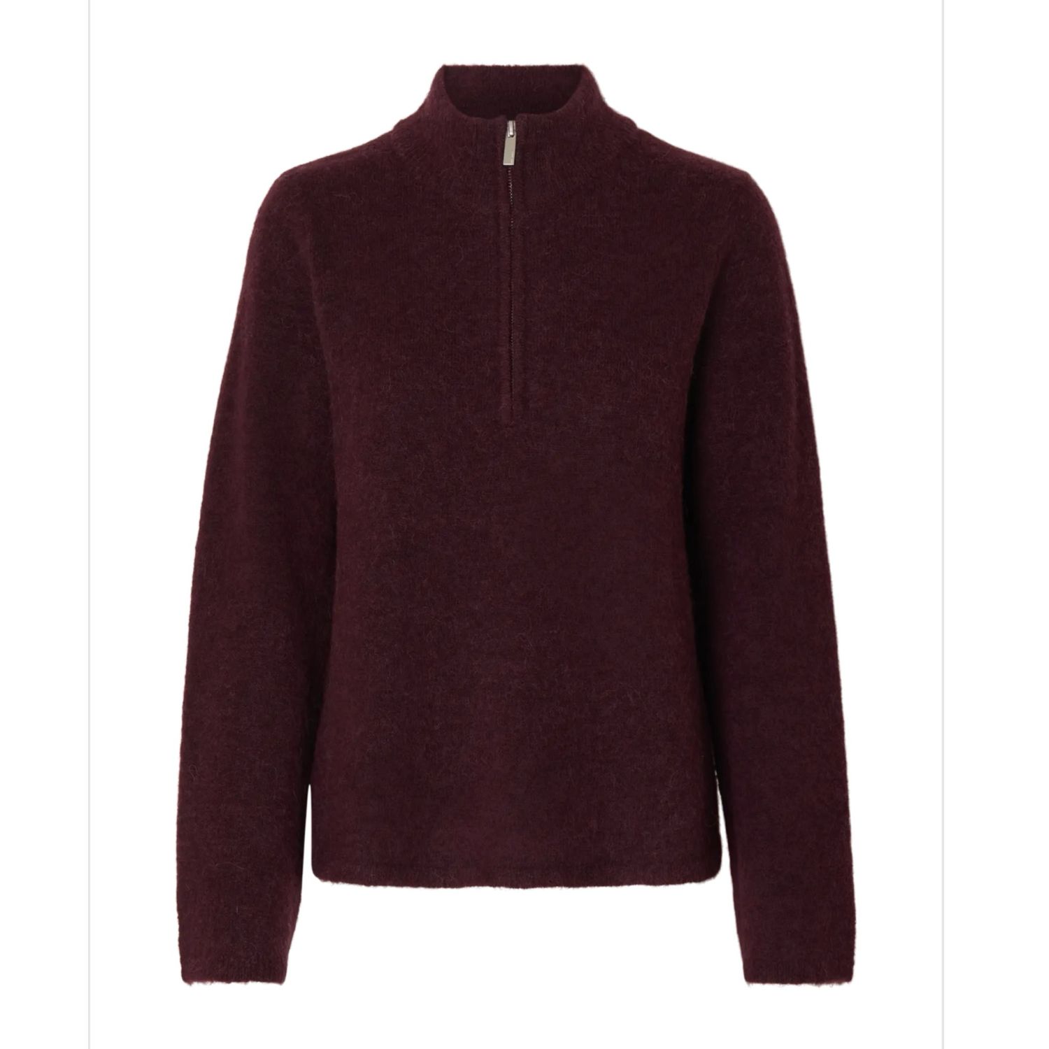 SLFLULU LS KNIT HALF ZIP NOOS Fig melange