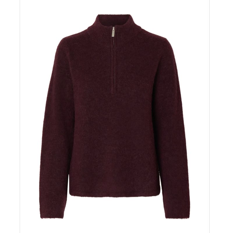 SLFLULU LS KNIT HALF ZIP NOOS Fig melange