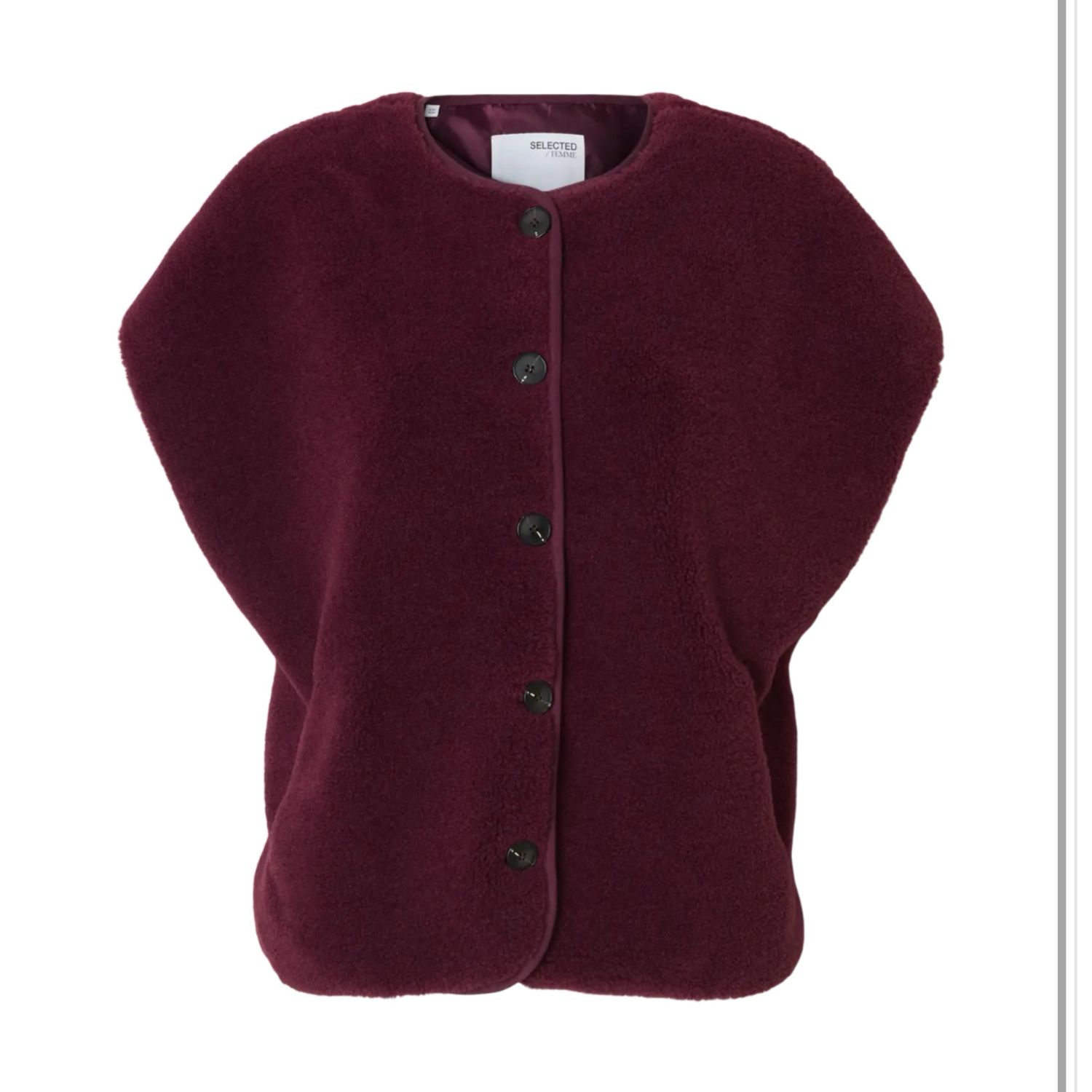 SLFSMILLA SHORT TEDDY VEST Burgundy