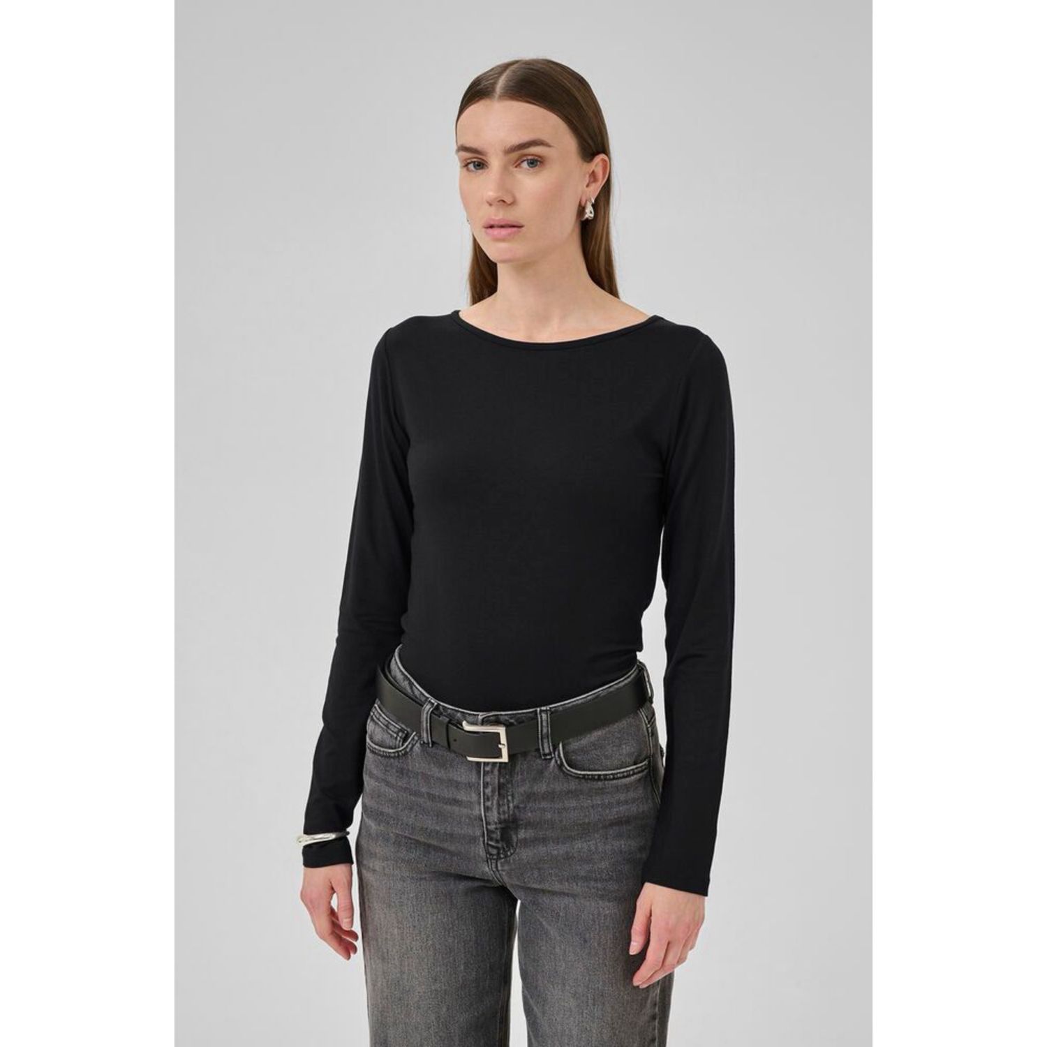 Vista boat neck blouse black