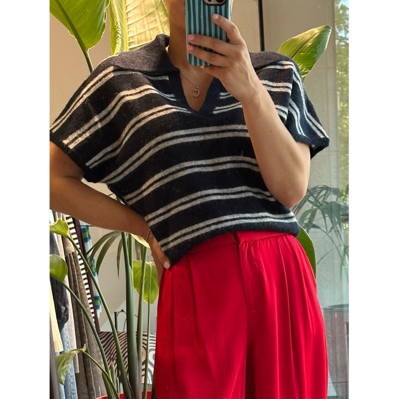 SLFLULU SS KNIT POLO Dark Sapphire