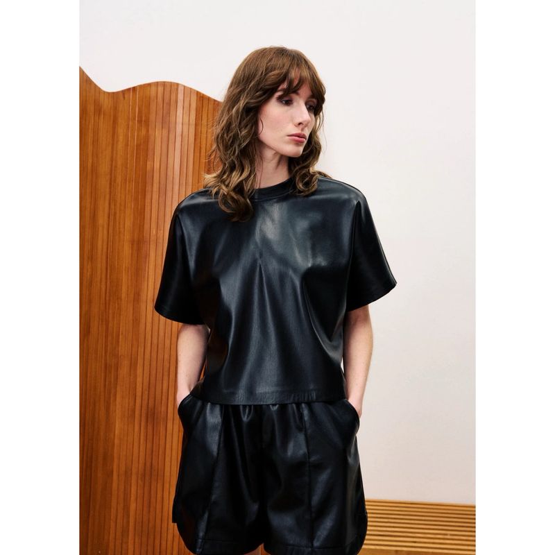 Faux leather shirt black