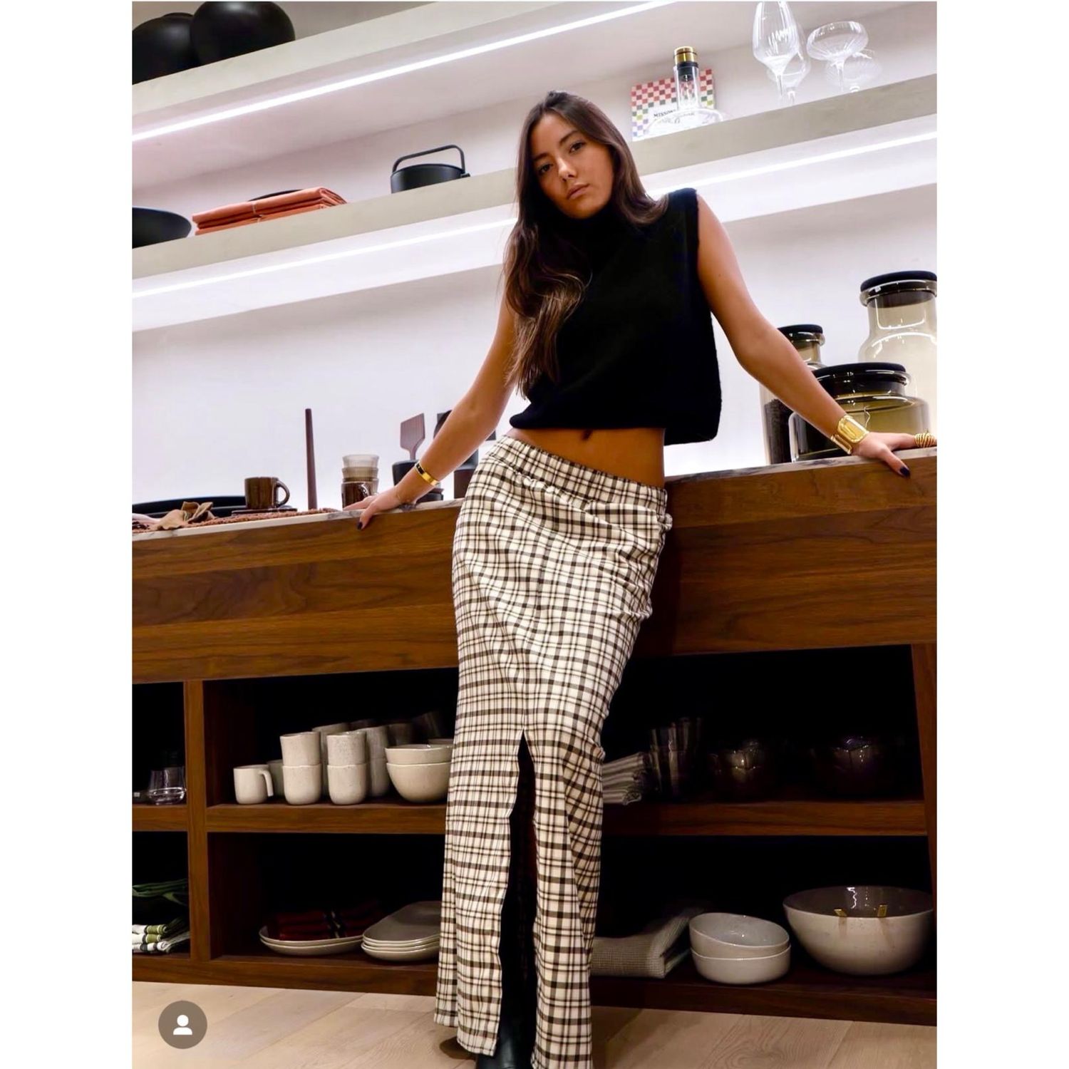 Livia brown carreaux skirt