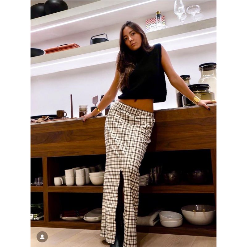 Livia brown carreaux skirt