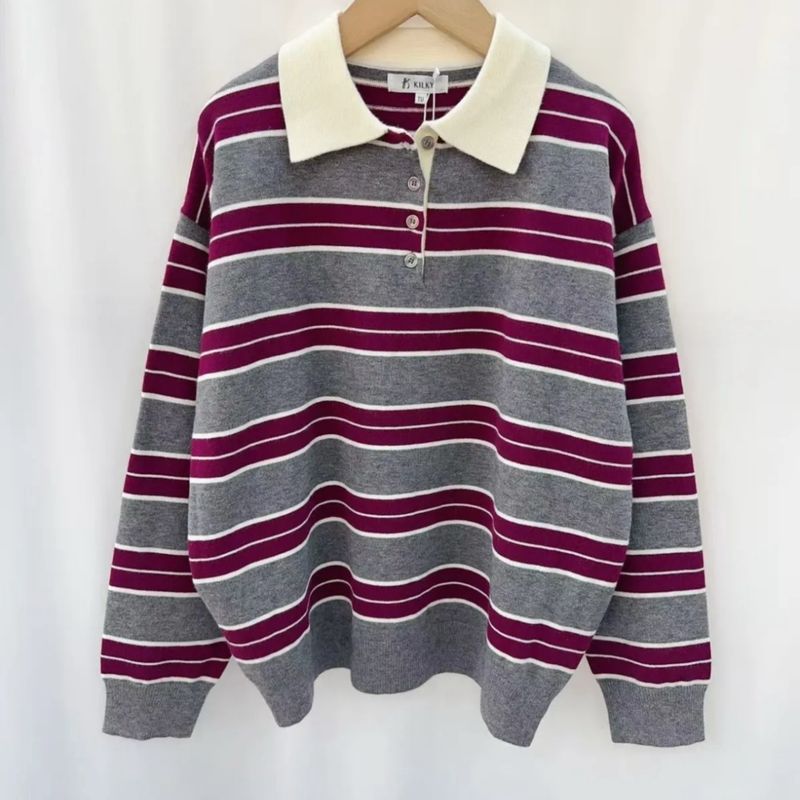 Polo gris / burgundy