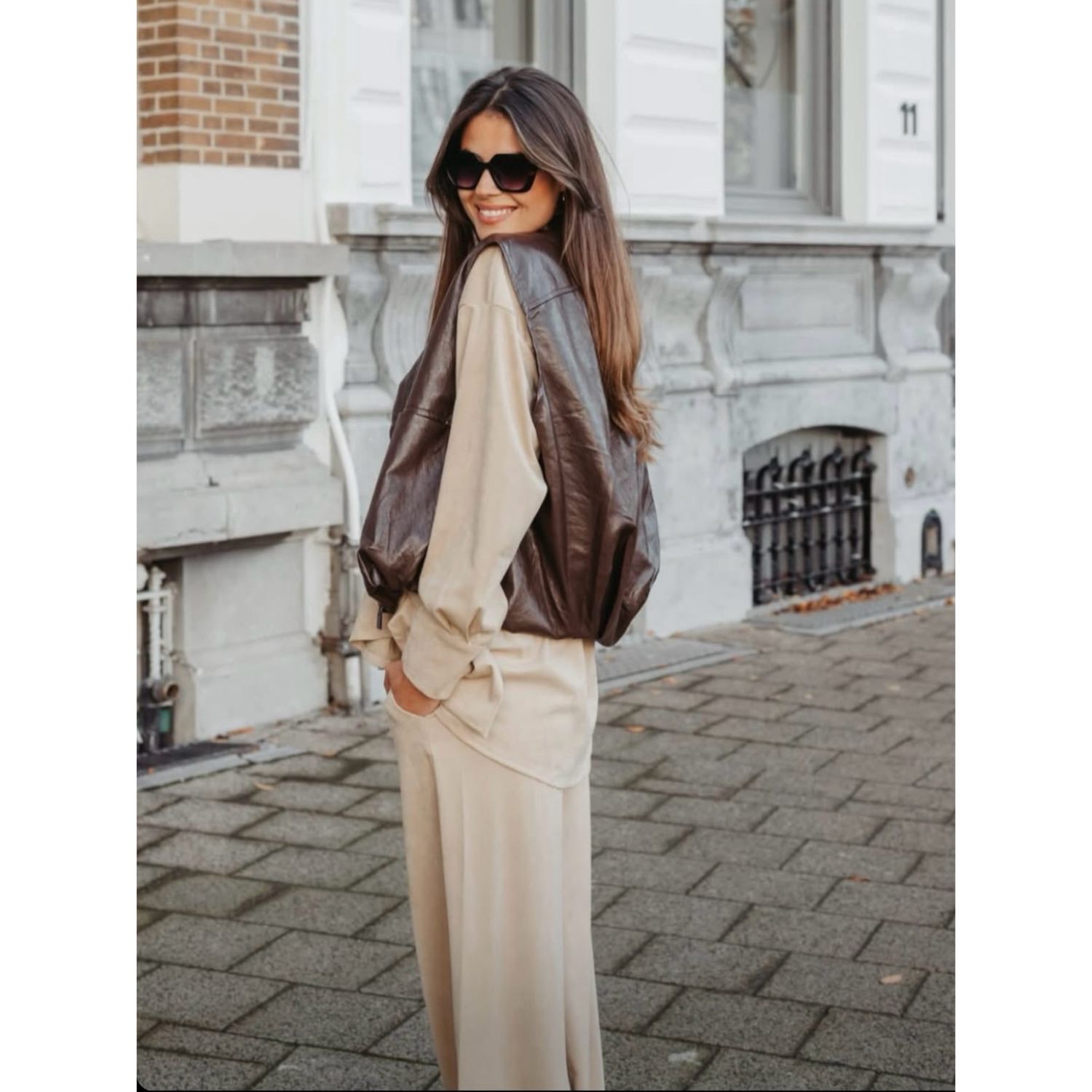 Lombo vest leather marron