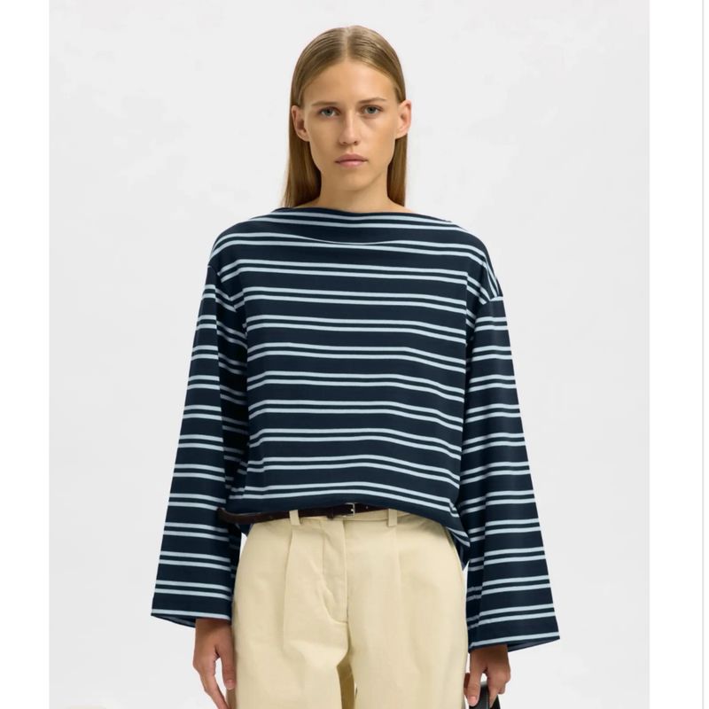 Polly boatneck striped tee