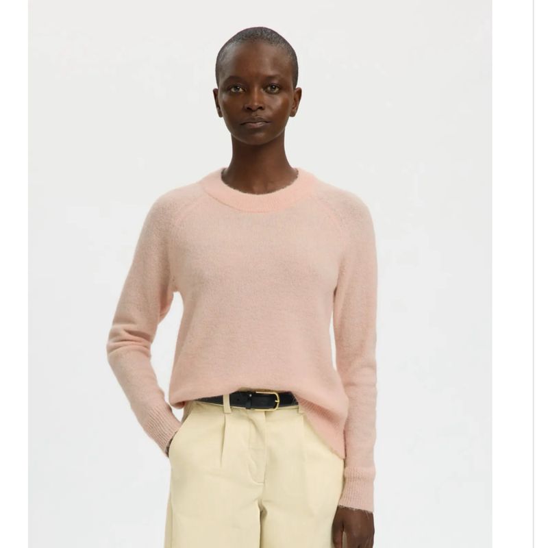 Lulu knit o neck pale dogwood