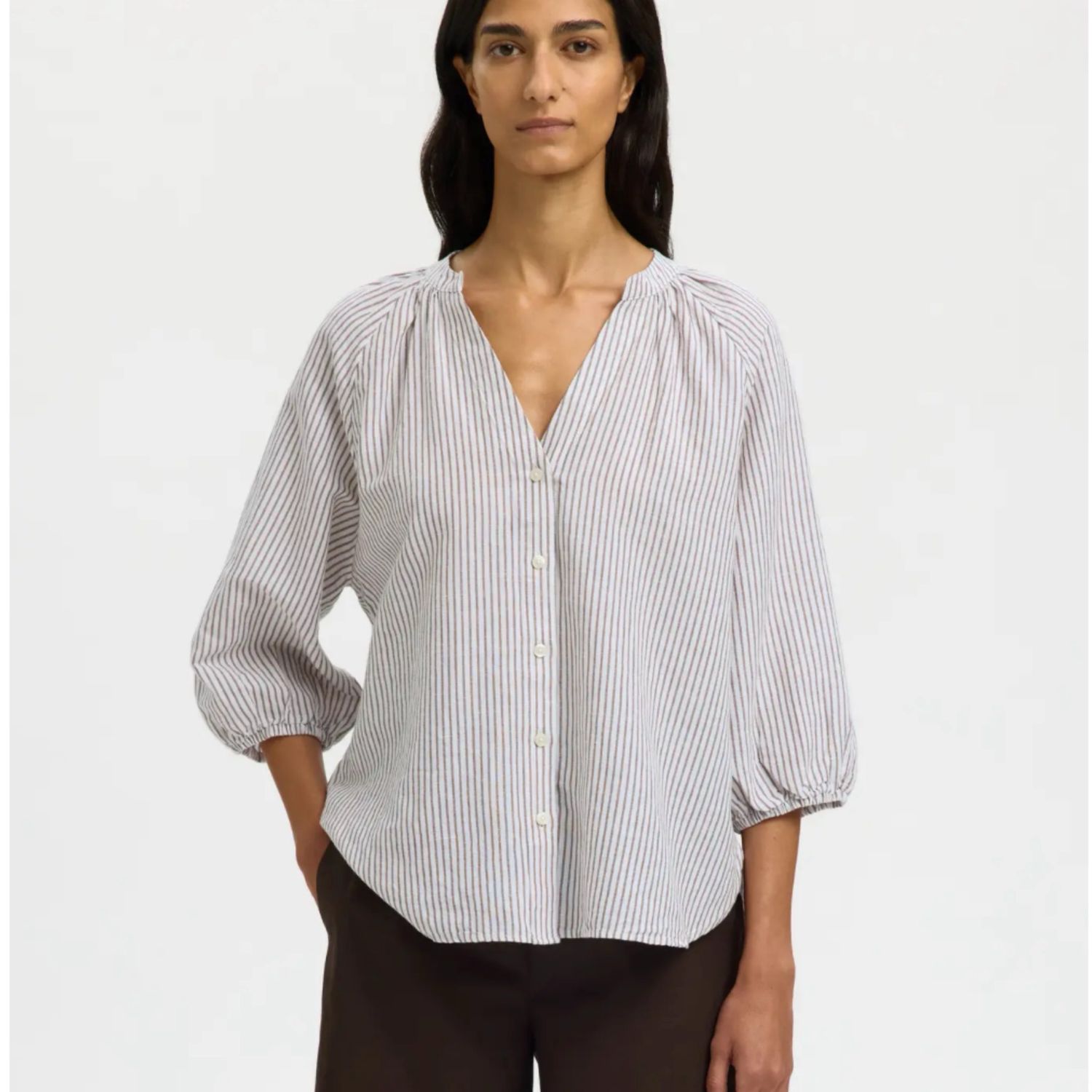 Cleo alberta linnen blend white/chocolate