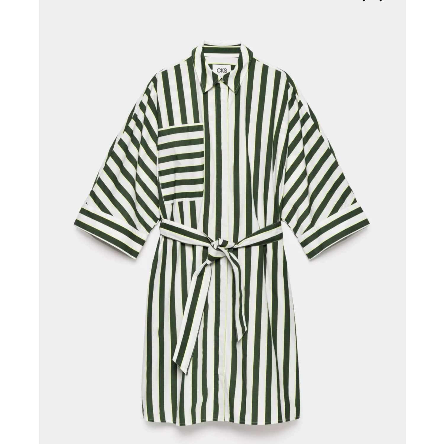 Dalian groen wit gestreepte hemdsjurk