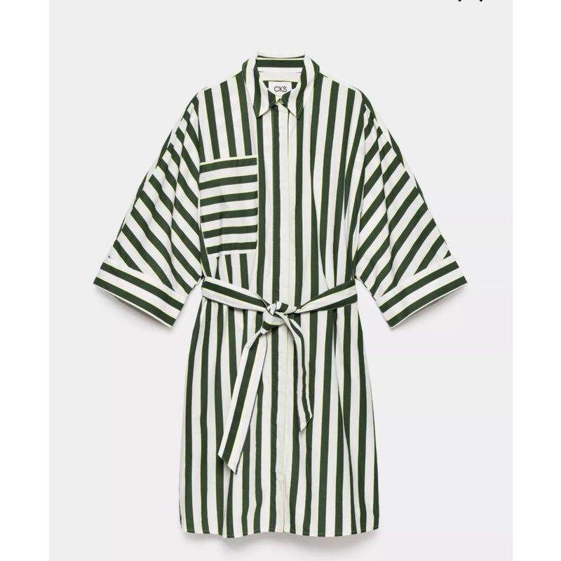 Dalian groen wit gestreepte hemdsjurk