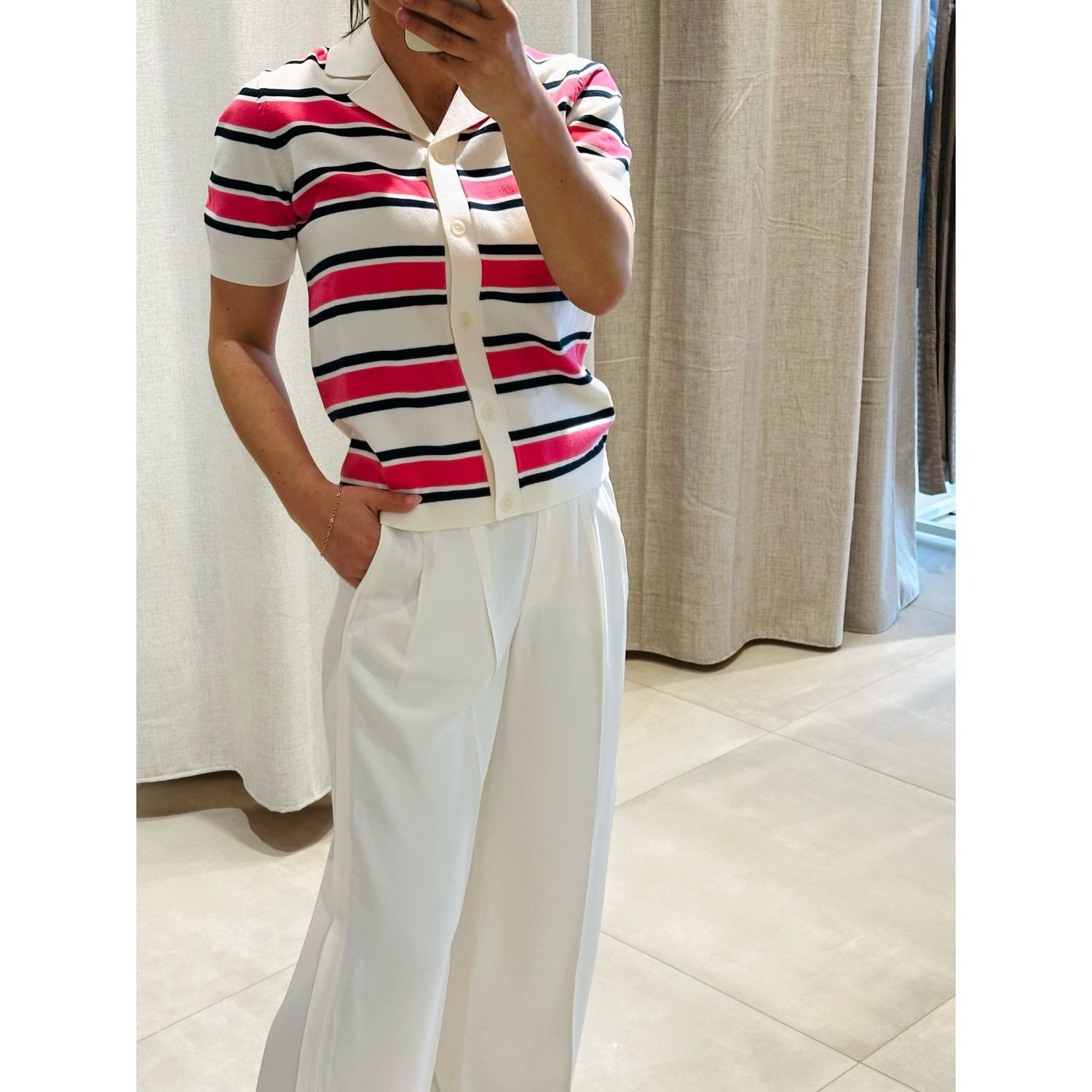 Amour knit polo cardigan pink