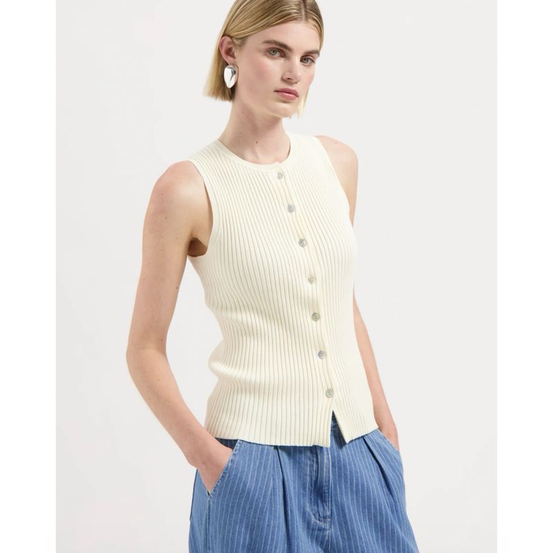 Erin knit top off white