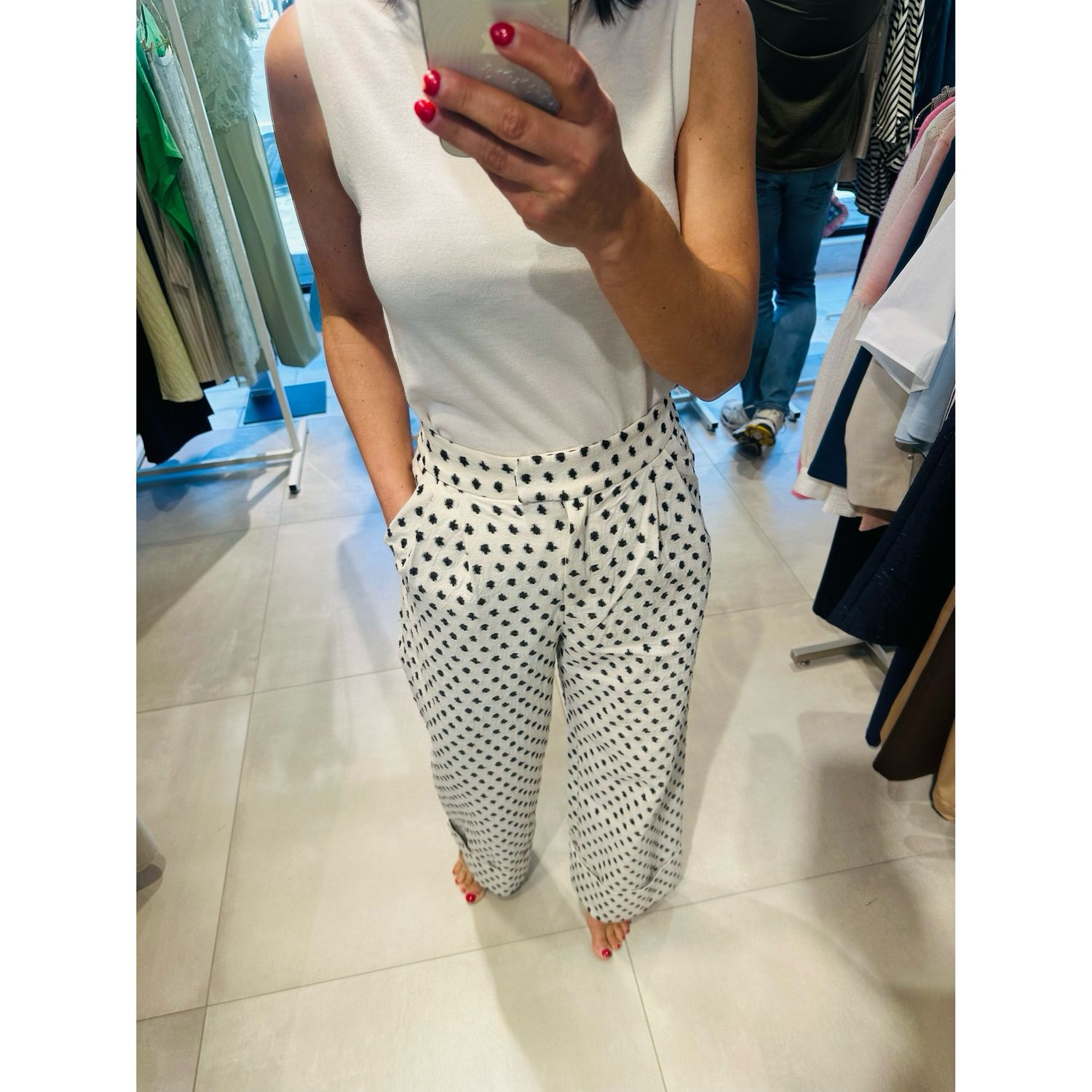 Pantalon isolde creme dots
