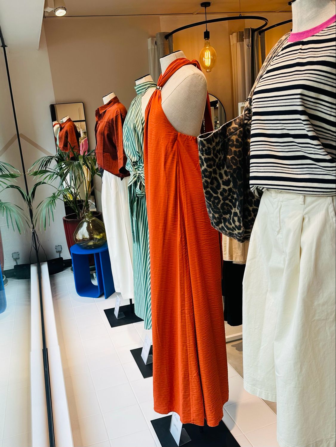 Lisa halterneck ankle dress Potters Clay SELECTED