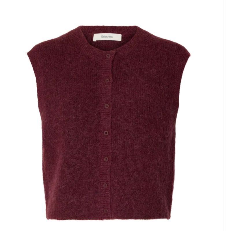 Lulu button tawny port vest SELECTED