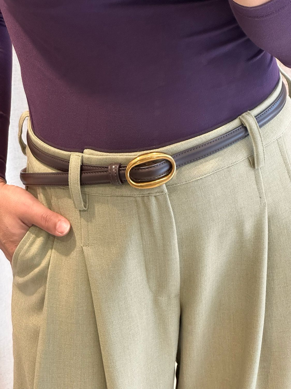 Riem smal leder bruin ELEH