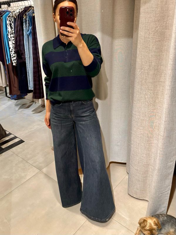 Jola knit polo pullover navy stripe MY ESSENTIAL WARDROBE
