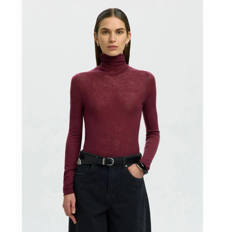 Wendy wool knit tawny port SELECTED