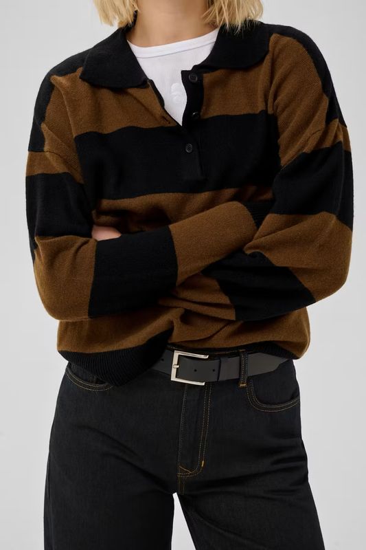 Jola knit polo bison black MY ESSENTIAL WARDROBE