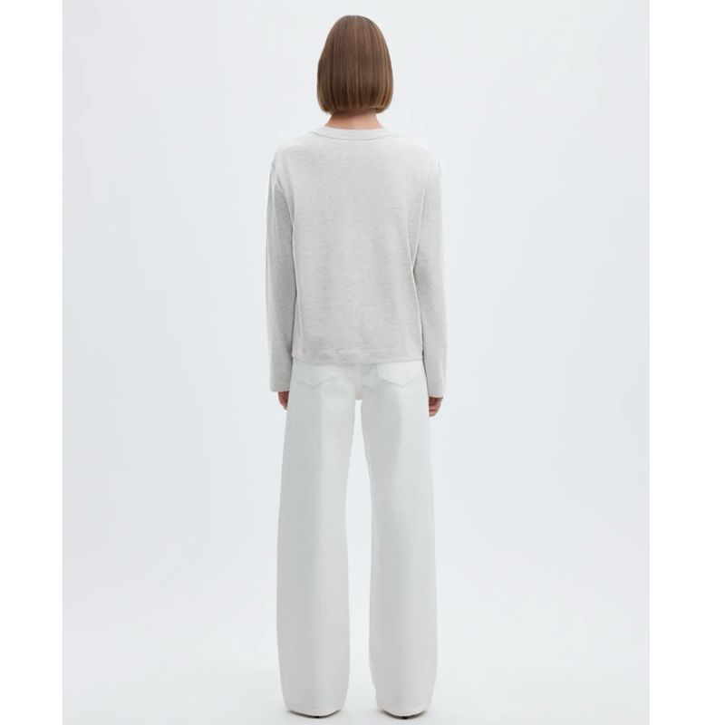 Essential boxy tee lange mouw licht grijs SELECTED