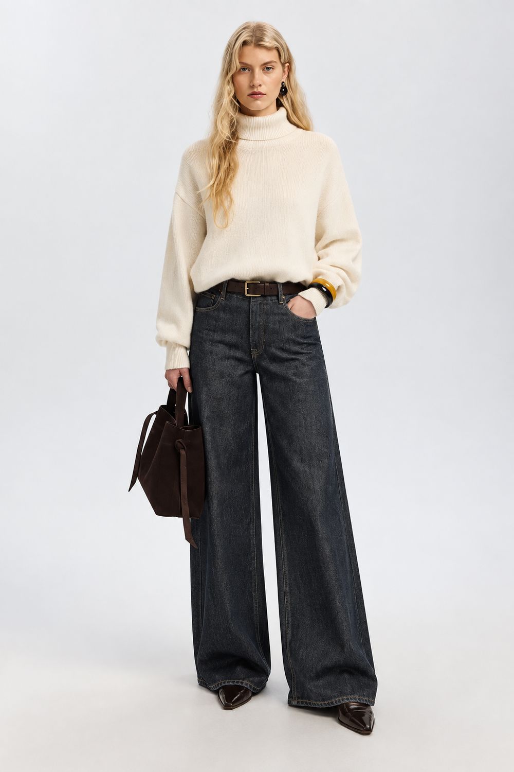 Extra wide baria bora jeans dark grey SELECTED