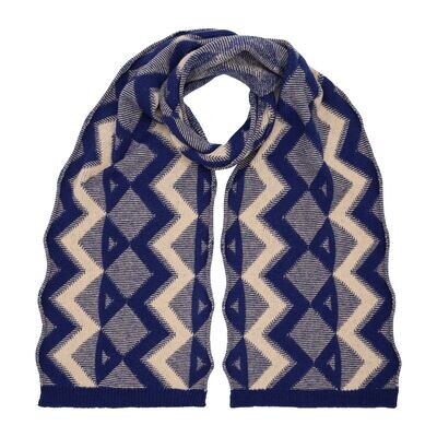 Lambswool Scarf, Navy- Oatmeal