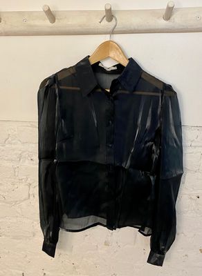 Hemd metallic see through - marine