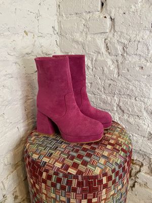 Laarzen met blokhak - suède - roos
