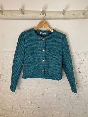 Jasje met gouden knopen - kort - turquoise
