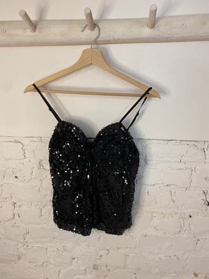 Top glitter - zwart - verstelbare bandjes