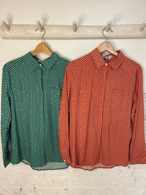 Hemd print &amp; glitter - lange mouwen - oranje/groen❣️SALE❣️