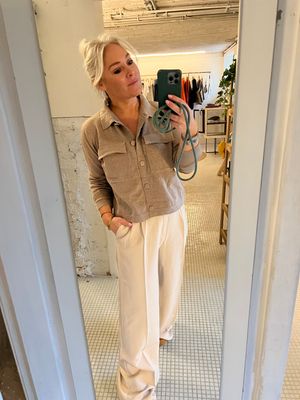 Korte gilet knopen beige/camel
