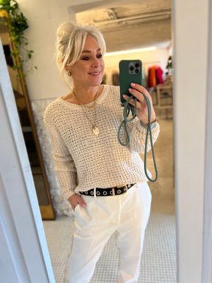 Zacht korter truitje gehaakt beige one size
