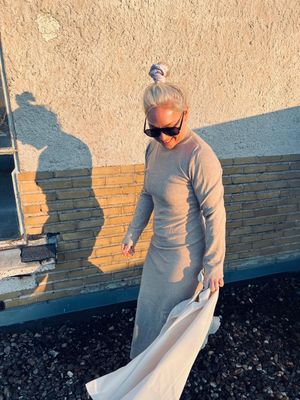 Lang kleed grijs/beige