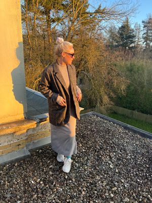 Lang kleed grijs/beige