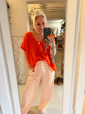 Sweatpants streep oranje one size