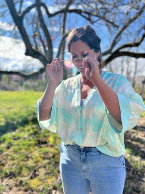 Blouse mint silk look one size