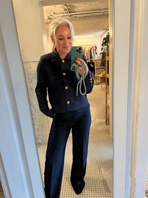 Vest / blazer  gouden knopen blauw - rood