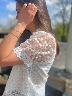 Hemd korte mouw boho goude bloem