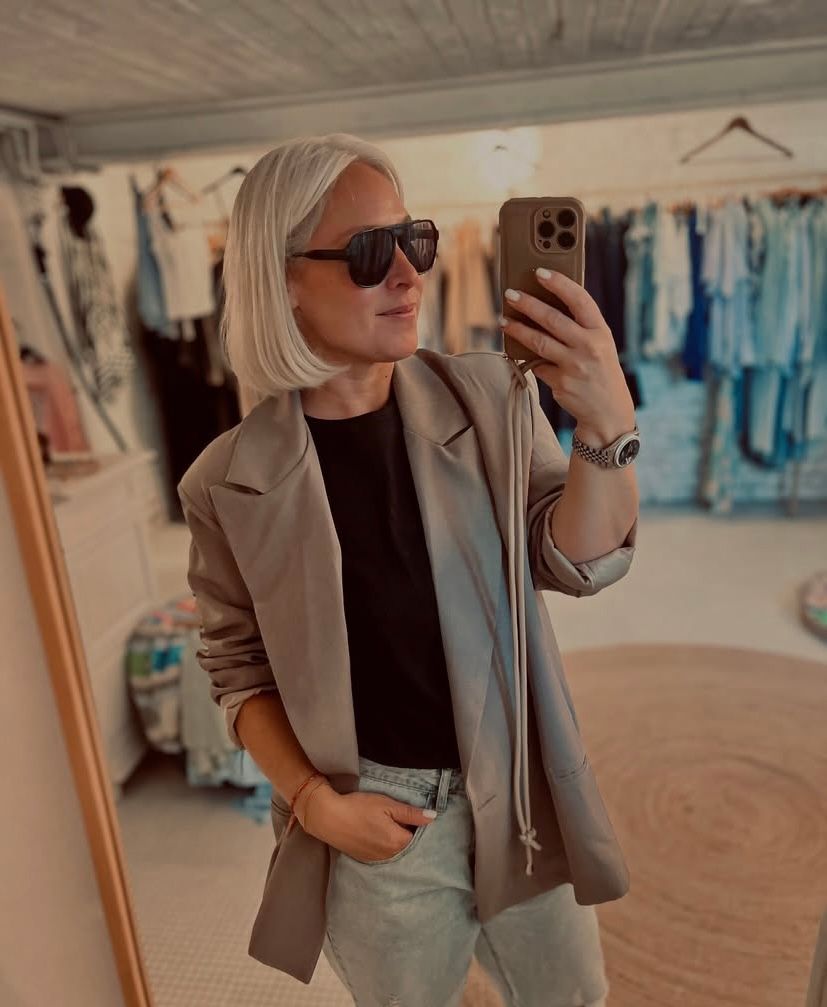 Blazer - oversized model - lila 💜 camel 🤎grijs 🩶 crème 🤍, Kleur: Grijs
