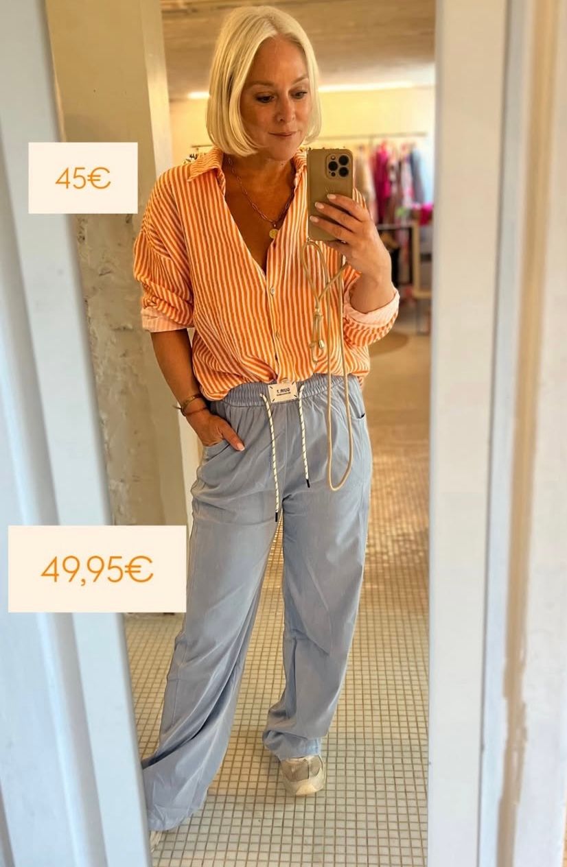 Jeans look broek - rek met koortje - lichtblauw 🩵