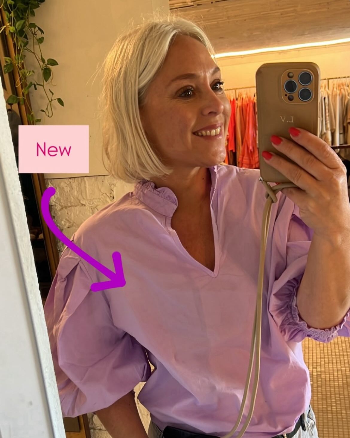 Lila blouse met pofmouw - one size 💜