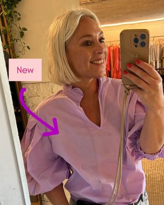 Lila blouse met pofmouw - one size 💜