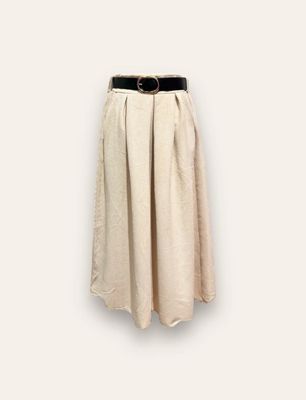 Crème velours rok met riem en zakken - one size