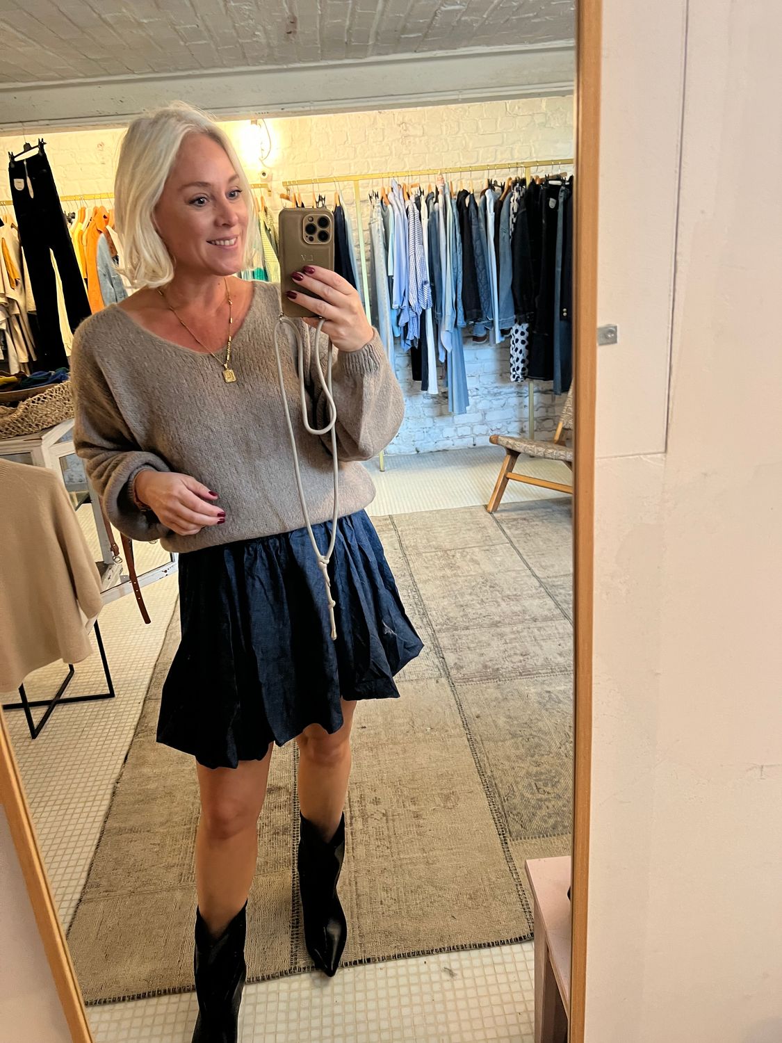 Jeans rokje met rek bovenaan - one size