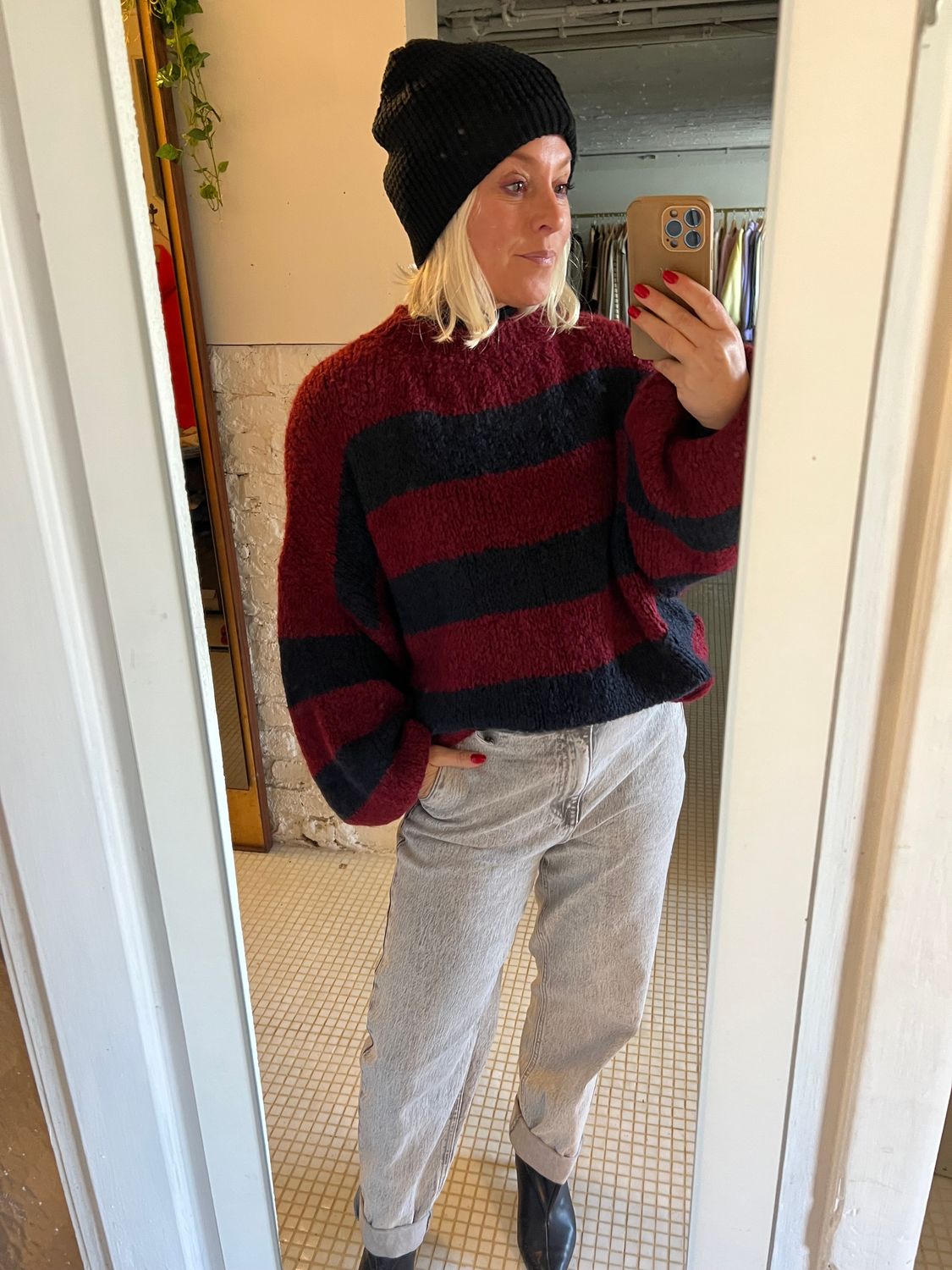 Pull zacht met strepen en ballonmouw - one size